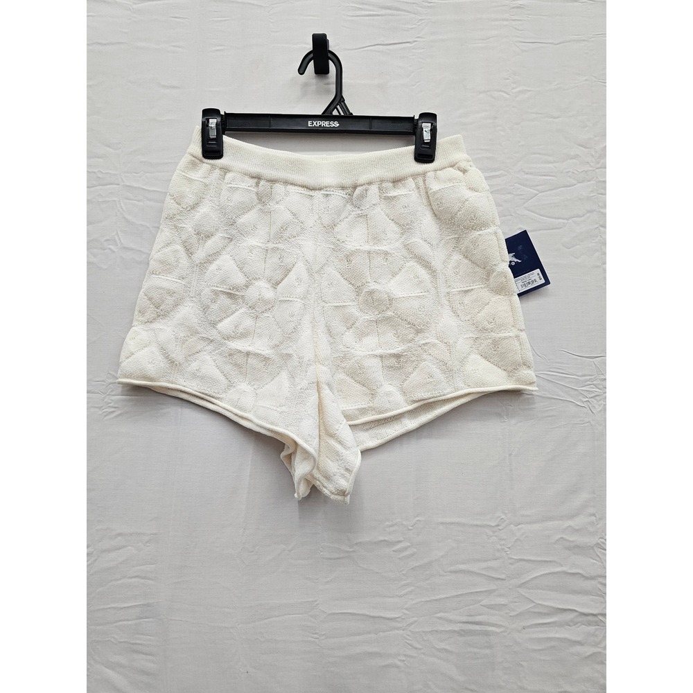 Roller Rabbit Womens Knit Shorts Cream Cotton Blend Casual Size Medium